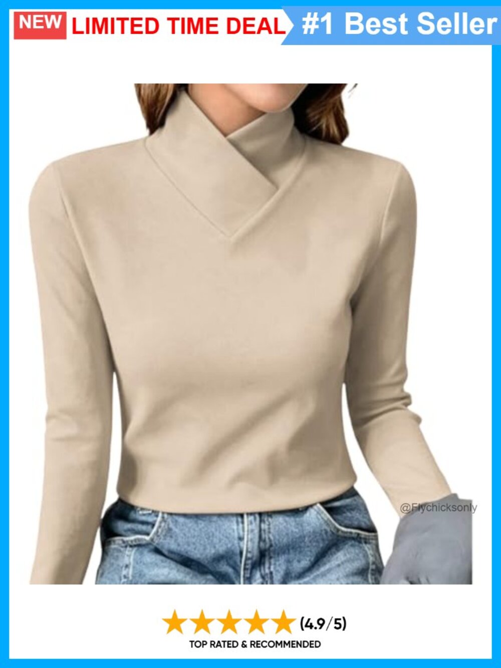 Mock Neck Long Sleeve Pullover Tee Soft Knit Turtleneck Top